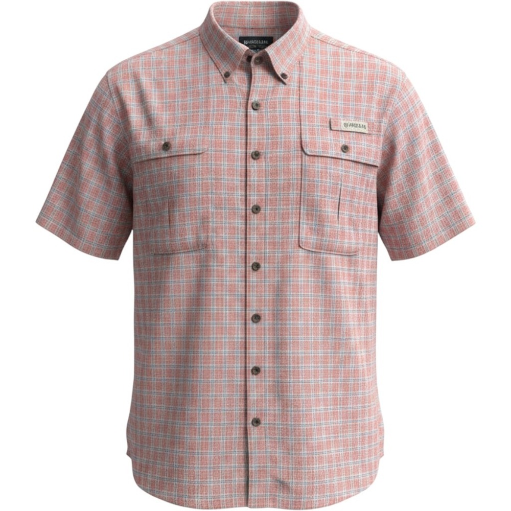 Magellan Outdoors Fish Gear Aransas Pass Pink Coral Plaid Fishing Shirt 3XL